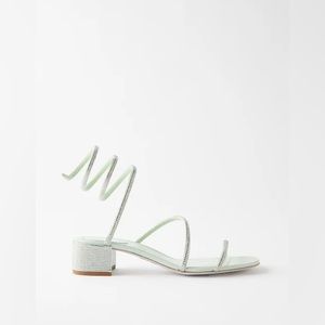 RARE! Rene Caovilla Mint Green Cleo Block Sandals